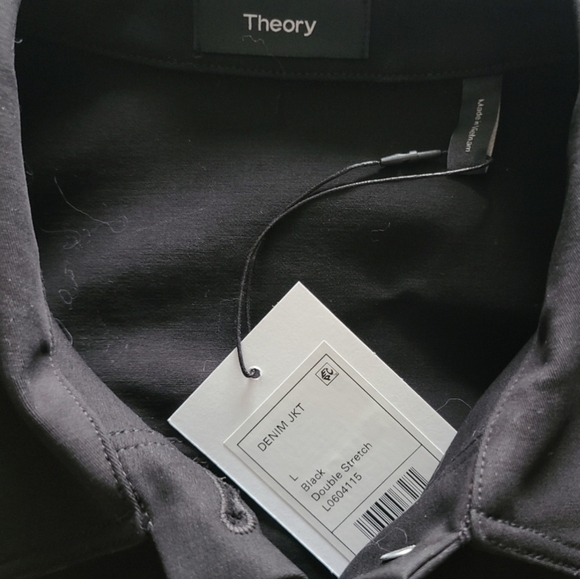 Theory Cropped Denim Jacket, Size Large, Black, NWT - Picture 11 of 14